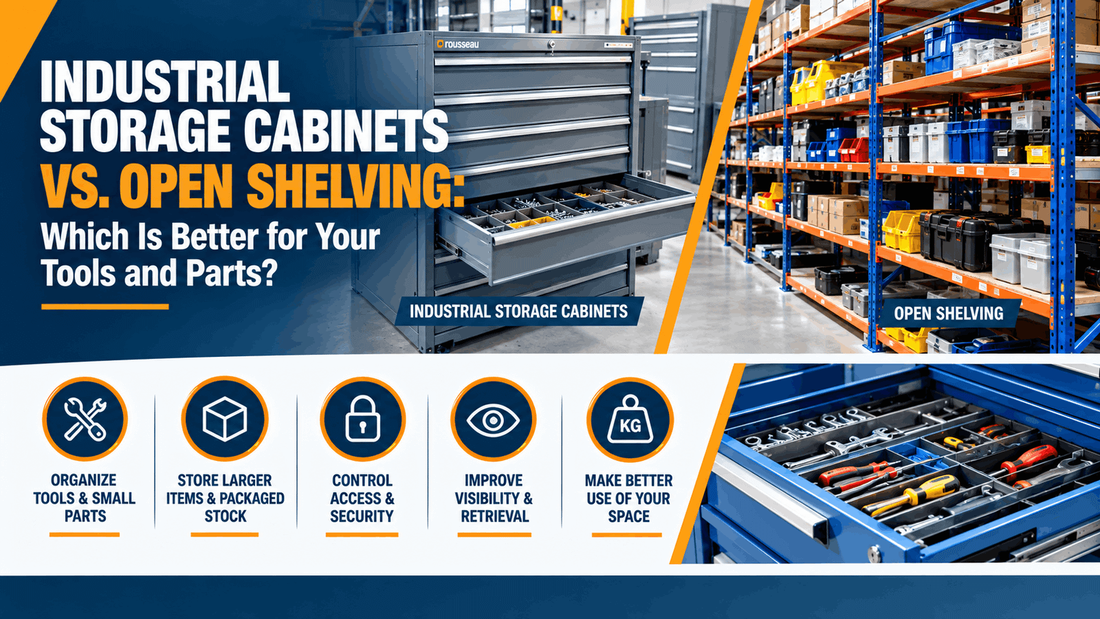 Industrial Storage Cabinets vs. Open Shelving